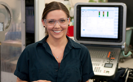 People Image young female smiling with safety goggles